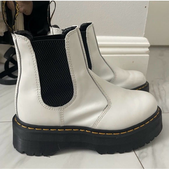 Dr. Martens White Leather Chelsea Boots - Picture 1 of 7